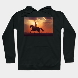 Lone cowboy at sunset, End of a cowboy film design Hoodie